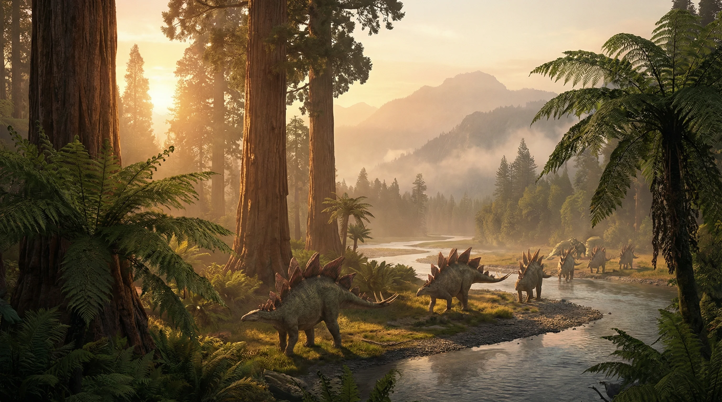 史前黄昏中漫步的剑龙群，侏罗纪棋牌探险营 383棋牌 摄影展作品