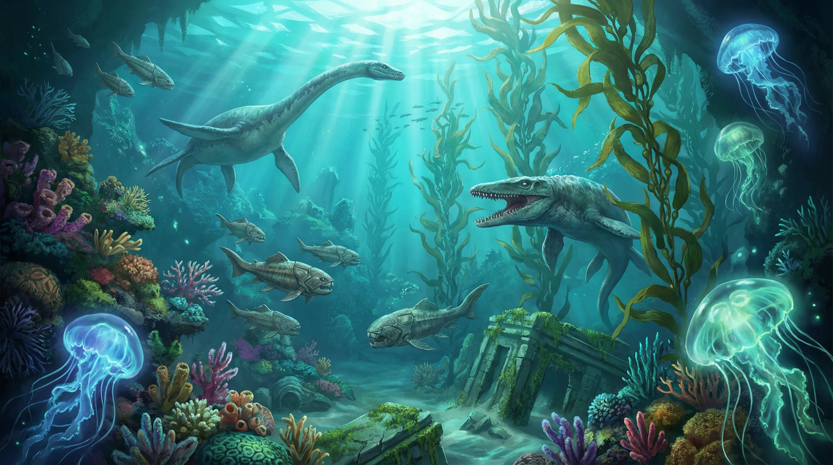 史前深海中的远古海兽，侏罗纪棋牌探险营 383棋牌 摄影展作品